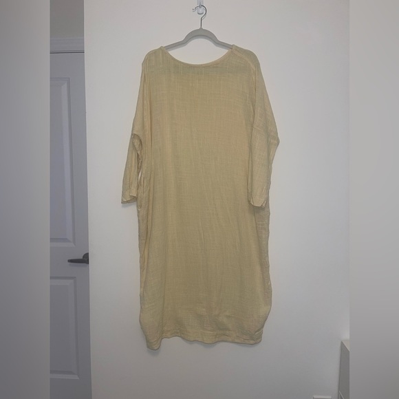 Black Crane Cotton Gauze Oversized lagenlook dress OS S minimalist long sleeve - Picture 3 of 8